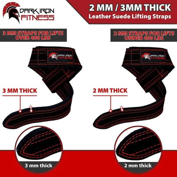 Dark Iron Fitness Leather Suede Lifting Straps 3 Dark Iron Fitness Leather Suede Lifting Straps - Image 3