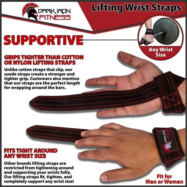 Dark Iron Fitness Leather Suede Lifting Straps 5 Dark Iron Fitness Leather Suede Lifting Straps - Image 5